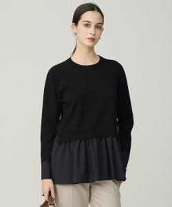 Пуловер с баской из эластичной смеси вискозы и шелка.