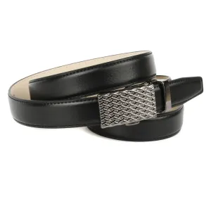 Ремень кожаный Anthoni Crown, автоматический женский ремень с металлической петлей, черный