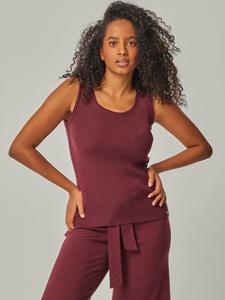 Вязаный топ YOU LOOK PERFECT TOP BLOSSOM - Geripptes Merino Top mit Rundhals, бордовый