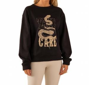 Черный оверсайз свитшот Take Care 90-х Care Tucker