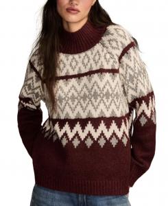 Женский свитер с высоким воротником в стиле Fair Isle Lucky Brand, Burgundy Heather