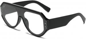 Квадратные женские солнцезащитные очки, модные цельные очки с прозрачными линзами и градиентным зеркальным покрытием, защита от УФ-излучения UV400, мужские солнцезащитные очки в стиле панк 2203 Melrose, Black White