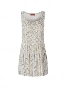 Плиссированное мини-платье в полоску Missoni, белый