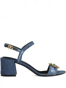 Декорированные босоножки на блочном каблуке DOLCE & GABBANA, синий