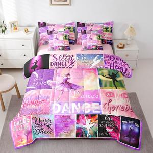 Erosebridal Комплект постельного белья Dancing Girl All Season с пэчворк покрывалом, Pink