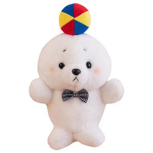 Милые игривые плюшевые куклы тюлени с шариком высота 23см MLING, белый