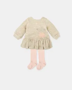 Детский комплект с платьем в стиле мышонка с лепестками и колготками Tutto Piccolo, розовый