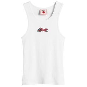 Ребристый топ с бисерной отделкой в виде бегущей собаки Icecream, белый