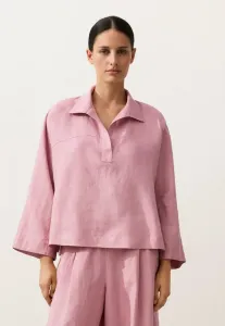 Блузка-Поло оверсайз из 100% льна с длинными рукавами Oysho, Pink
