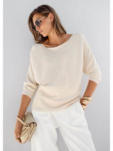 MADELEINE Свитер с круглым вырезом и рукавами «летучая мышь» жемчужно-белого цвета