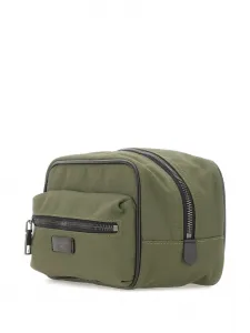 Косметичка с кожаной отделкой на молнии GIANNI CHIARINI, зеленый