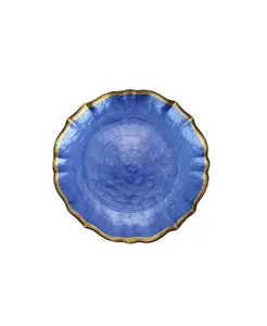 Тарелка для коктейлей из стекла в стиле барокко диаметром 6 дюймов Vietri, cobalt