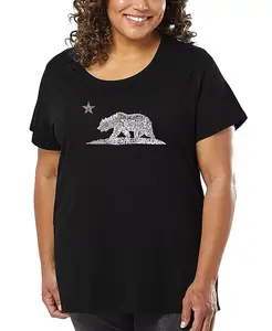 Футболка большого размера с надписью California Bear LA Pop Art, черный