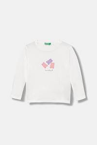 Детская хлопковая кофта с длинным рукавом United Colors Of Benetton, белый