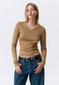 Топ с v-образным вырезом и длинными рукавами Weekday, Dark Beige