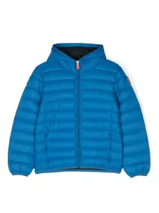 Стеганая куртка с капюшоном и нашивкой-логотипом Save The Duck Kids, синий