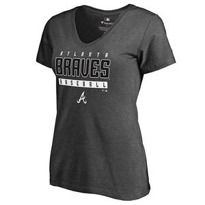 Женская футболка Fanatics Branded Atlanta Braves Charcoal Stack V-neck Unbranded