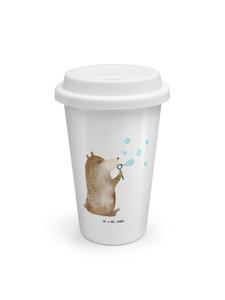 Mr. & Mrs. Panda Дорожная кружка с изображением медведя и мыльных пузырей, без слов, белого цвета