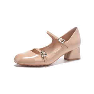 TATAYA Туфли Мэри Джейн на массивном каблуке для женщин - нюдово-розовые, цвет Nude Pink