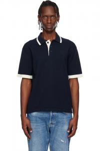 Maison Kitsuné Удобная хлопковая трикотажная рубашка-поло темно-синего цвета