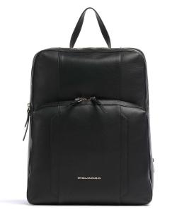 Круглый рюкзак для ноутбука 15 дюймов из мелкозернистой яловой кожи Piquadro, черный