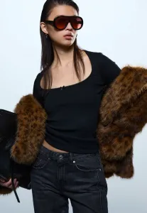 Облегающая блузка с длинными рукавами Gina Tricot, Black