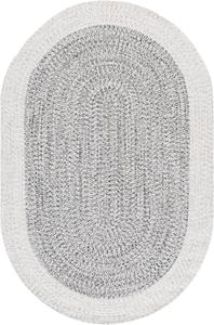 Ковер SAFAVIEH, 183 x 244 см, Washable Rug Braided Collection - овальный, Ivory & Grey Black, ручной работы, для помещений и улицы, устойчивый к погодным условиям, идеально для патио, гостиной, прихожей, столовой (BRA281G)