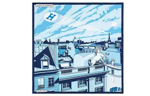 Шёлковый платок женский синий HERMES