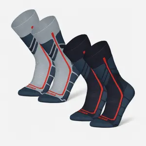 Молодёжные утепленные треккинговые носки Quechua SH500 2 пары синий/серый