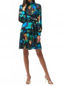 Joseph Ribkoff Атласное платье с абстрактным рисунком черного цвета