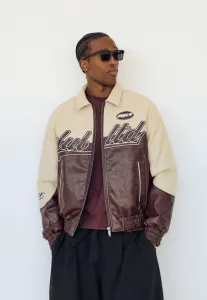 Куртка из искусственной кожи с эффектом блочного рисунка Bershka, Bordeaux