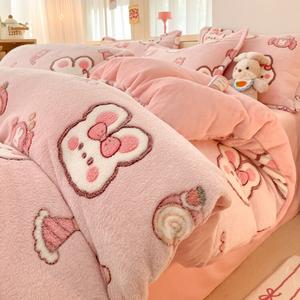 Disney Комплект постельного белья из флиса (простыня на резинке 220 см, пододеяльник 220х240 см), цвет Miyu Naitu