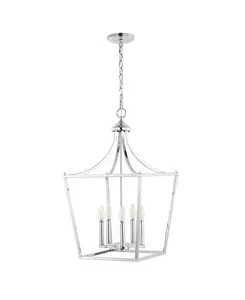 Классический подвесной фонарь Camden середины века с пятью лампами из железа Jonathan Y, silver-tone