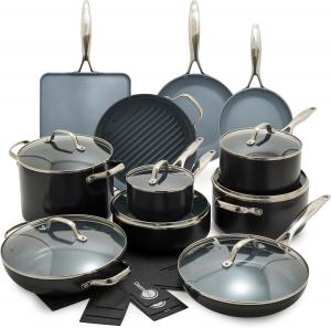 Набор посуды для приготовления GreenPan Valencia Pro с керамическим антипригарным покрытием, 22 предмета, серый