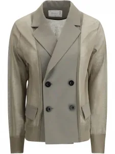 Двубортный блейзер SACAI, нейтральный