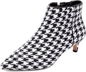 Женские шикарные ботильоны XYD с низким каблуком-кистен и заостренным закрытым носком, боковой молнией, для вечеринки, с блестками, модные короткие ботильоны, Houndstooth