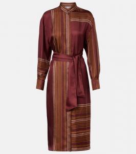 Платье-халат из шелка Pietre с принтом Max Mara, Cammello