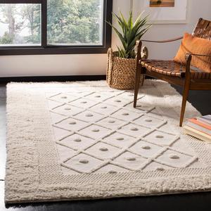 Ковер SAFAVIEH, 122 x 183 см, Kenya Collection, Ivory, ручной работы марокканский бохо с решетчатым узором, деревенская шерсть, идеально для помещений с высокой проходимостью: прихожая, гостиная, спальня (KNY952A)