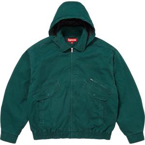 Supreme Кожаная утилитарная куртка с воротником FW24, Dark Green/Dark Green