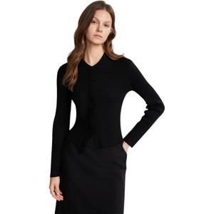 ELLE Трикотажный жакет женский Black Lapel Moderate Irregular