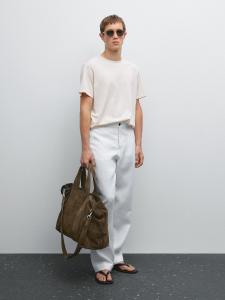 Легкая футболка из 100% хлопка Massimo Dutti, песочный