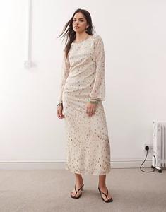Платье макси с глубоким вырезом на спине Jadie цвета слоновой кости Motel