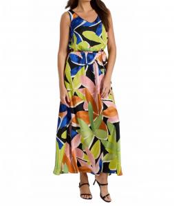 Платье Mega Blooms Bianca в зеленом мультиколоре Nic + Zoe