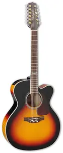 Акустическая/электрогитара Takamine GJ72CE-12 BSB серии G70, 12 струн, джамбо с вырезом, глянцевый коричневый санберст