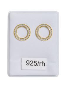 Adeliás Женские серьги - серьги-гвоздики из серебра 925 пробы с кубическим цирконием в золотой оправе