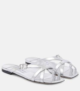 Джинсовые кожаные сандалии metallic Jimmy Choo, Silver