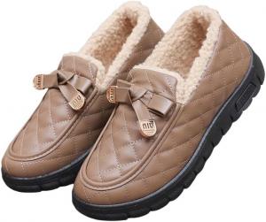 Женские утепленные зимние сапоги с флисовой подкладкой - противоскользящие, теплые, короткие, для дома и улицы, удобные, широкий каблук-плоская подошва для носки весь день Clolinde, Brown