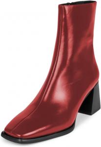 Женские классические ботильоны YDN с средним высоким широким каблуком, квадратным носком и боковой молнией, зимние ботинки, повседневная и вечеринка, размер 4-16 US, Red