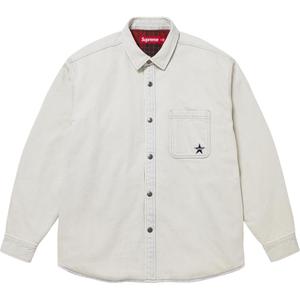 Неделя 14 Стеганая джинсовая рубашка на кнопках, унисекс Supreme, белый