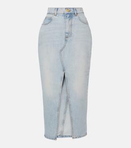 Джинсовая юбка миди Balmain, Bleu Jean Clair